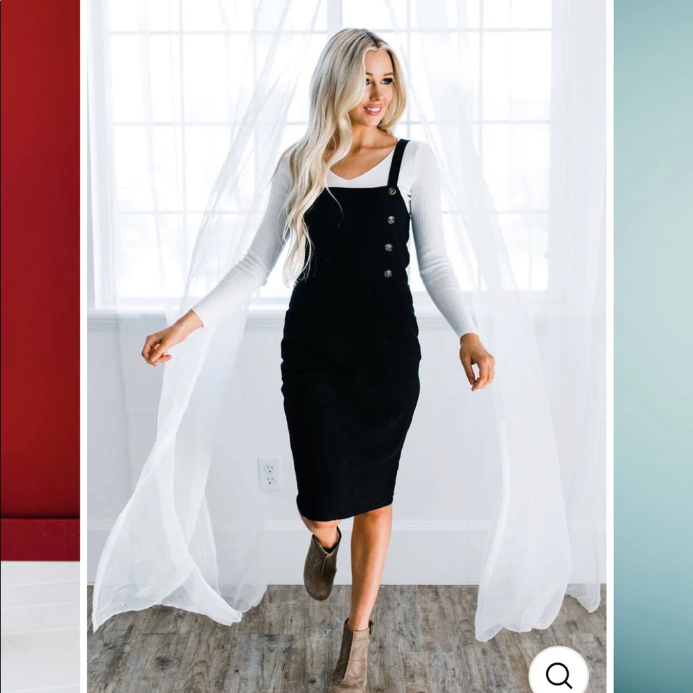 Fehrnvi black overall dress/jumper small